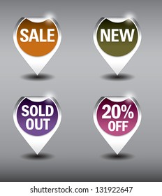 Round Labels or stickers for sale, 20% off, new and sold out items. Eps10 Vector Format.