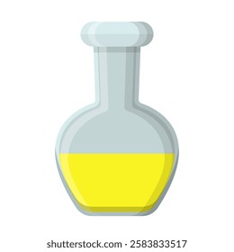 Round Laboratory Flask with Yellow Liquid for Chemistry and Experiments