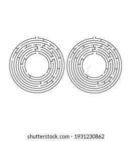 round labyrinth with an answer. Vector illustration. educational game for children. Blank.