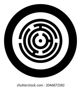 Round Labyrinth Circle Maze Icon In Circle Round Black Color Vector Illustration Solid Outline Style Image