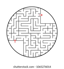 A round labyrinth with an entrance and an exit. Simple flat vector illustration isolated on white background. With a place for your image