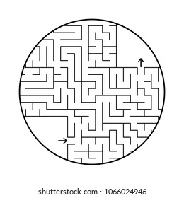 A round labyrinth with an entrance and an exit. Simple flat vector illustration isolated on white background. With a place for your image