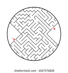 A round labyrinth with an entrance and an exit. Simple flat vector illustration isolated on white background. With a place for your image