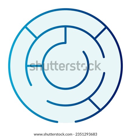 Round labyrinth flat icon. Circle maze blue icons in trendy flat style. Intricacy gradient style design, designed for web and app. Eps 10