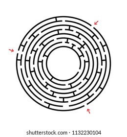 Round labyrinth. An interesting and useful game for children and adults. Simple flat vector illustration isolated on white background