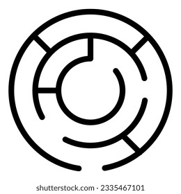 Round labyrinth line icon. Circle maze vector illustration isolated on white. Solution outline style design, designed for web and app. Eps 10