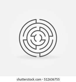 Round Labyrinth Line Icon. Vector Minimal Circle Maze Symbol Or Design Element