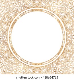 Round lace border frame silhouettes. Can be used for decoration and design photo frame, menu, card, scrapbook, album. Vector Illustration.