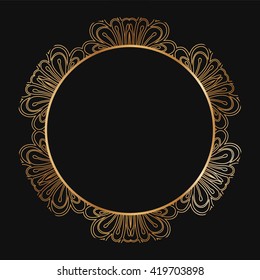 Round lace border frame silhouettes. Can be used for decoration and design photo frame, menu, card, scrapbook, album. Vector Illustration.
