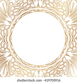 Round lace border frame silhouettes. Can be used for decoration and design photo frame, menu, card, scrapbook, album. Vector Illustration.
