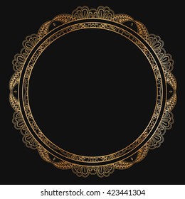 Round lace border frame silhouettes. Can be used for decoration and design photo frame, menu, card, scrapbook, album. Vector Illustration