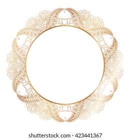 Round lace border frame silhouettes. Can be used for decoration and design photo frame, menu, card, scrapbook, album. Vector Illustration
