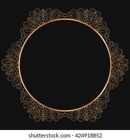 Round lace border frame silhouettes. Can be used for decoration and design photo frame, menu, card, scrapbook, album. Vector Illustration.