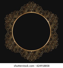 Round lace border frame silhouettes. Can be used for decoration and design photo frame, menu, card, scrapbook, album. Vector Illustration.