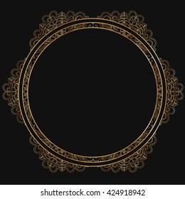 Round lace border frame silhouettes. Can be used for decoration and design photo frame, menu, card, scrapbook, album. Vector Illustration.