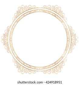 Round lace border frame silhouettes. Can be used for decoration and design photo frame, menu, card, scrapbook, album. Vector Illustration.