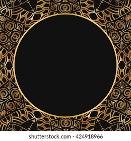 Round lace border frame silhouettes. Can be used for decoration and design photo frame, menu, card, scrapbook, album. Vector Illustration.