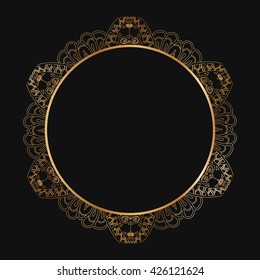 Round lace border frame silhouettes. Can be used for decoration and design photo frame, menu, card, scrapbook, album. Vector Illustration.