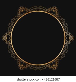 Round lace border frame silhouettes. Can be used for decoration and design photo frame, menu, card, scrapbook, album. Vector Illustration.