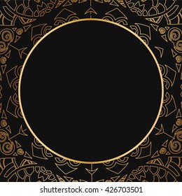 Round lace border frame silhouettes. Can be used for decoration and design photo frame, menu, card, scrapbook, album. Vector Illustration.
