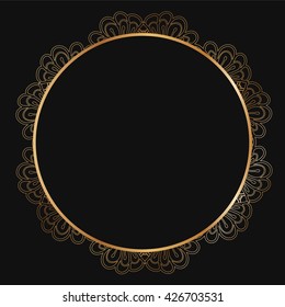 Round lace border frame silhouettes. Can be used for decoration and design photo frame, menu, card, scrapbook, album. Vector Illustration.