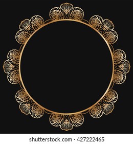 Round lace border frame silhouettes. Can be used for decoration and design photo frame, menu, card, scrapbook, album. Vector Illustration