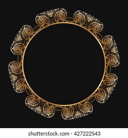 Round lace border frame silhouettes. Can be used for decoration and design photo frame, menu, card, scrapbook, album. Vector Illustration