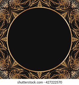 Round lace border frame silhouettes. Can be used for decoration and design photo frame, menu, card, scrapbook, album. Vector Illustration