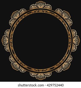 Round lace border frame silhouettes. Can be used for decoration and design photo frame, menu, card, scrapbook, album. Vector Illustration.