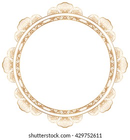 Round lace border frame silhouettes. Can be used for decoration and design photo frame, menu, card, scrapbook, album. Vector Illustration.