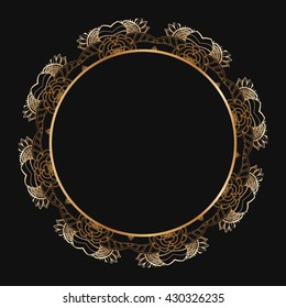 Round lace border frame silhouettes. Can be used for decoration and design photo frame, menu, card, scrapbook, album. Vector Illustration