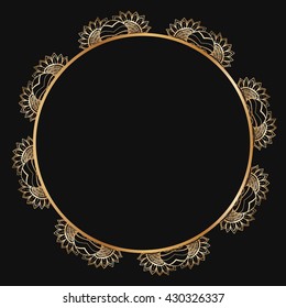 Round lace border frame silhouettes. Can be used for decoration and design photo frame, menu, card, scrapbook, album. Vector Illustration