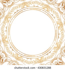 Round lace border frame silhouettes. Can be used for decoration and design photo frame, menu, card, scrapbook, album. Vector Illustration.