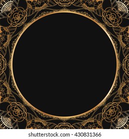 Round lace border frame silhouettes. Can be used for decoration and design photo frame, menu, card, scrapbook, album. Vector Illustration.