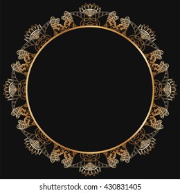 Round lace border frame silhouettes. Can be used for decoration and design photo frame, menu, card, scrapbook, album. Vector Illustration.