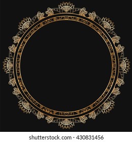 Round lace border frame silhouettes. Can be used for decoration and design photo frame, menu, card, scrapbook, album. Vector Illustration.