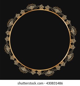 Round lace border frame silhouettes. Can be used for decoration and design photo frame, menu, card, scrapbook, album. Vector Illustration.
