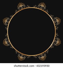 Round lace border frame silhouettes. Can be used for decoration and design photo frame, menu, card, scrapbook, album. Vector Illustration.