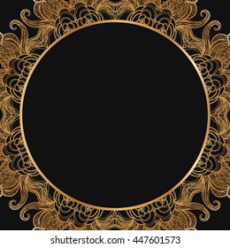 Round lace border frame silhouettes. Can be used for decoration and design photo frame, menu, card, scrapbook, album. Vector Illustration.