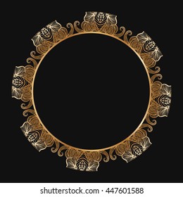 Round lace border frame silhouettes. Can be used for decoration and design photo frame, menu, card, scrapbook, album. Vector Illustration.