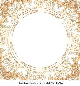 Round lace border frame silhouettes. Can be used for decoration and design photo frame, menu, card, scrapbook, album. Vector Illustration.