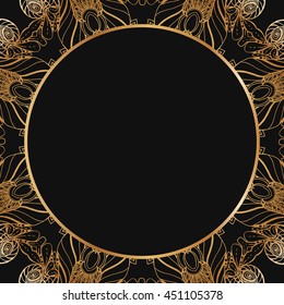Round lace border frame silhouettes. Can be used for decoration and design photo frame, menu, card, scrapbook, album. Vector Illustration.