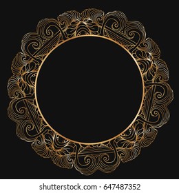 Round lace border frame silhouettes. Can be used for decoration and design photo frame, menu, card, scrapbook, album. Vector Illustration.