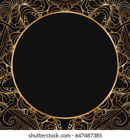 Round lace border frame silhouettes. Can be used for decoration and design photo frame, menu, card, scrapbook, album. Vector Illustration.