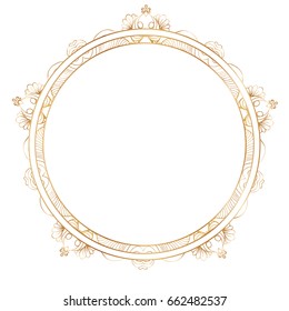 Round lace border frame silhouettes. Can be used for decoration and design photo frame, menu, card, scrapbook, album. Vector Illustration.