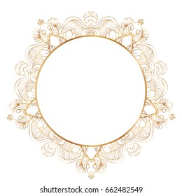 Round lace border frame silhouettes. Can be used for decoration and design photo frame, menu, card, scrapbook, album. Vector Illustration.