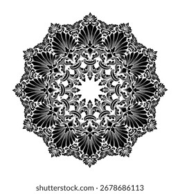 Encaje redondo con Elementos de damasco y arabescos