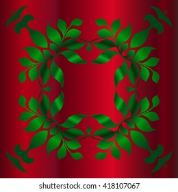 Round lace floral pattern on a red background
