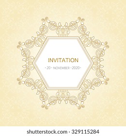 Round  lace frame, lacy doily, greeting card or wedding invitation template, vector illustration.