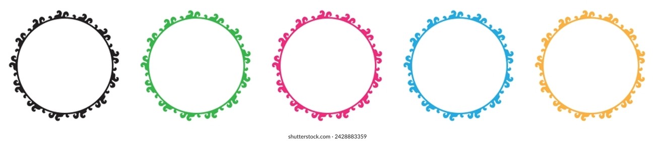 Round lace frames. Decorative line art frames for design template